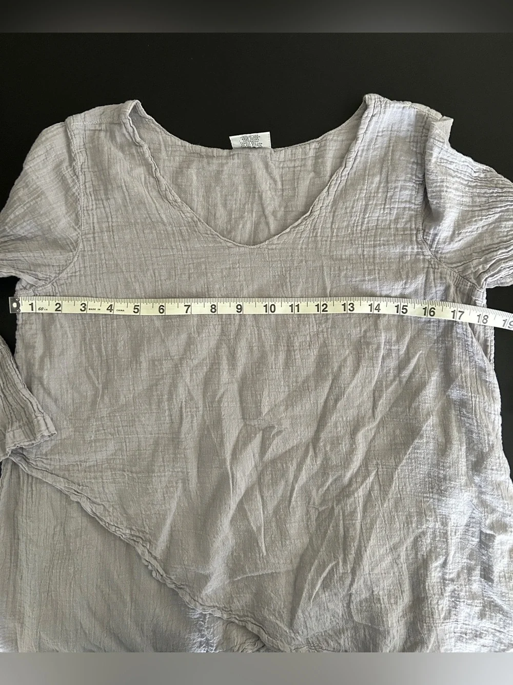 Color Me Cotton Light Gray Crinkled Asymmetric Crop Top - Tunic Women's